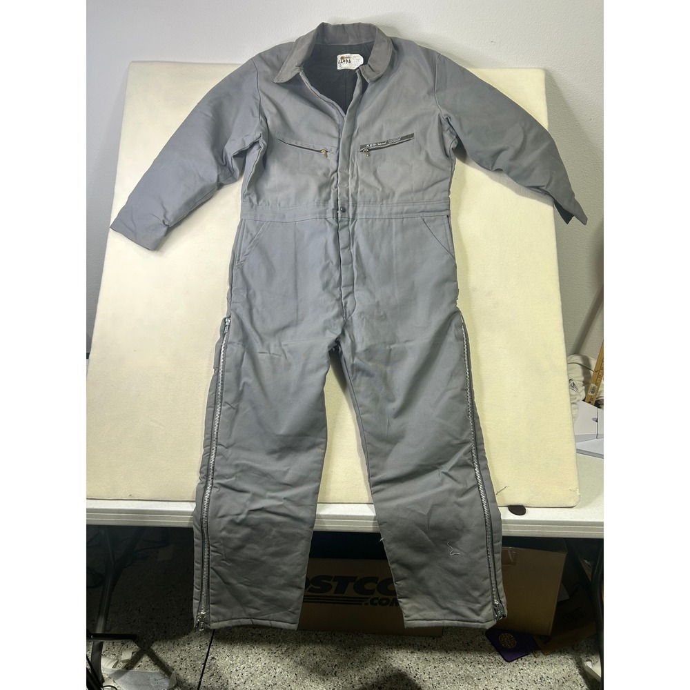 Vintage Key Imperial Gray Insulated Coveralls Mens Large Regular Made in USA‎